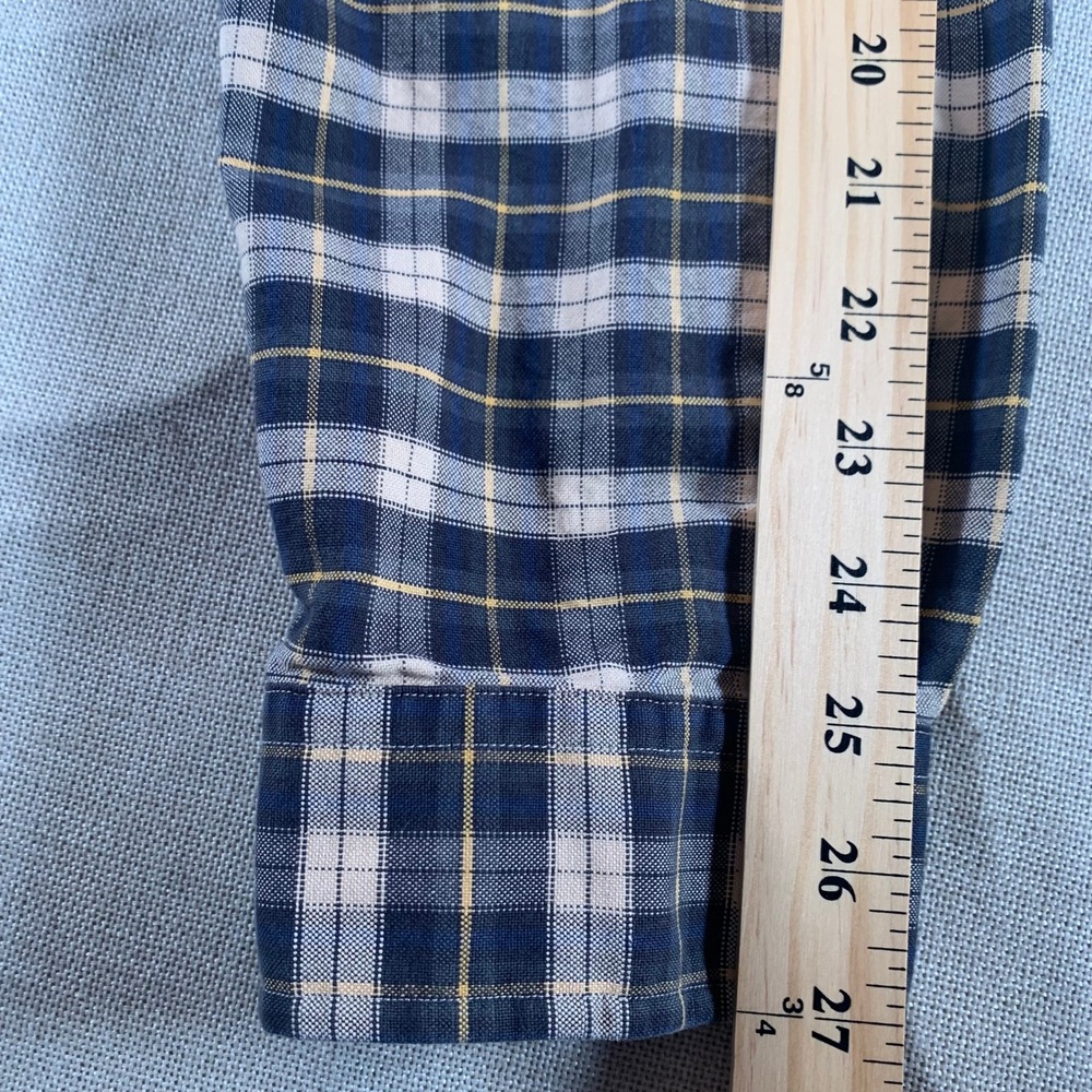 Ralph Lauren Mens XXL Plaid Button Down Shirt Navy Blue White Yellow Cotton - Picture 6 of 10